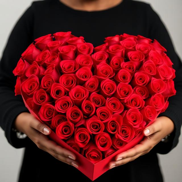 Heart Shaped Roses - 50 Roses