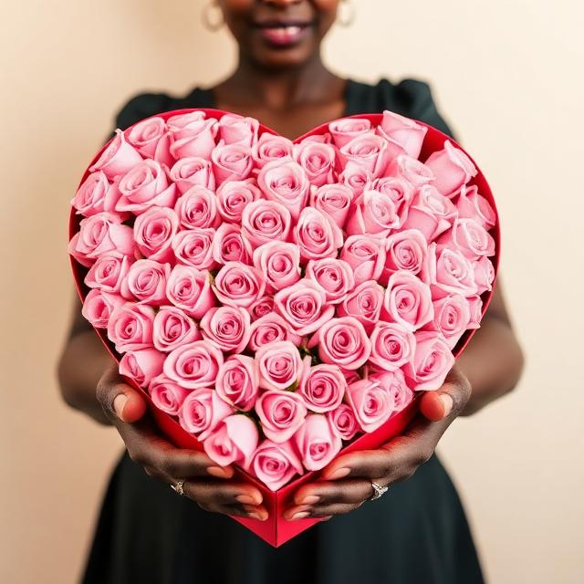 Heart Shaped Roses - 50 Roses